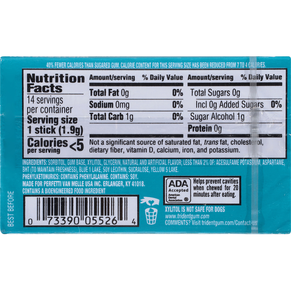 Trident Sugar Free Wintergreen Gum