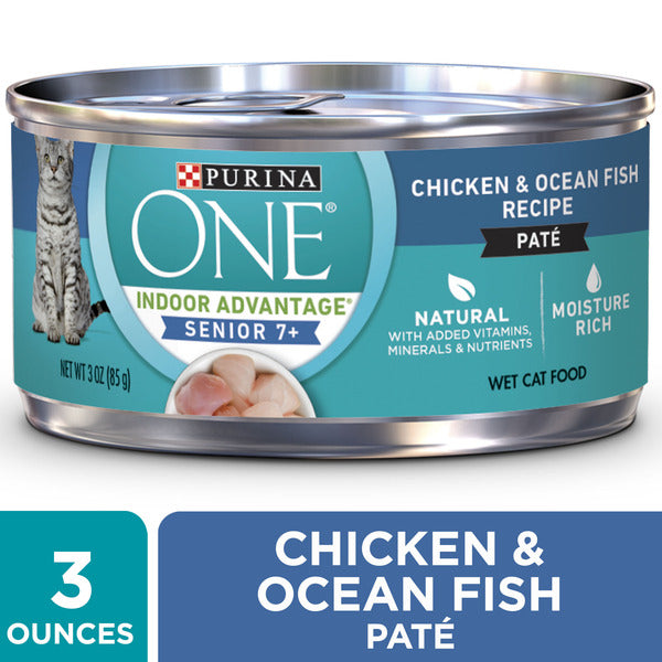 Purina ONE Grain Free, Natural Senior Pate Wet Cat Food, Vibrant Maturity 7+ Chicken & Ocean Whitefish Recipe