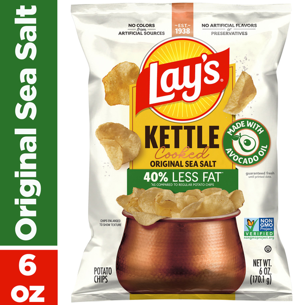 Lay's Kettle Cooked Potato Chips Original Sea Salt