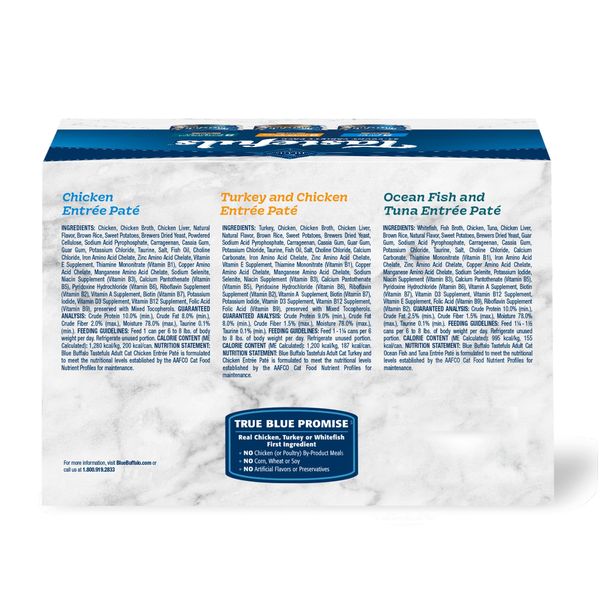 Blue Buffalo Tastefuls Natural Wet Cat Food, Chicken, Turkey & Chicken, Ocean Fish & Tunas