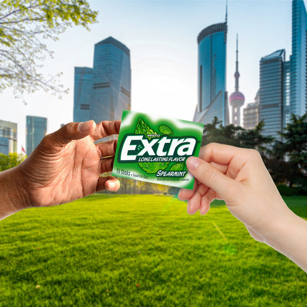 Extra Gum Spearmint Sugar Free Chewing Gum Single Pack Stick