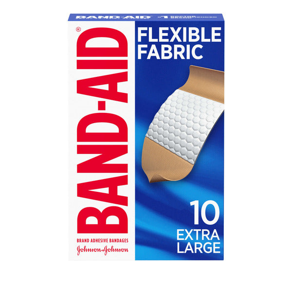 BAND-AID Sterile Flexible Fabric Adhesive Bandages, Comfortable Flexible Protection & Wound Care for Minor Cuts & Scrapes, Designed to Cushion Painful Wounds, Extra Large Size, 10 ct