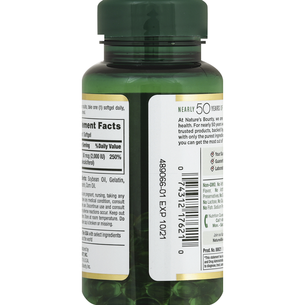 Nature's Bounty Vitamin D3, 50 mcg, Rapid Release Softgels