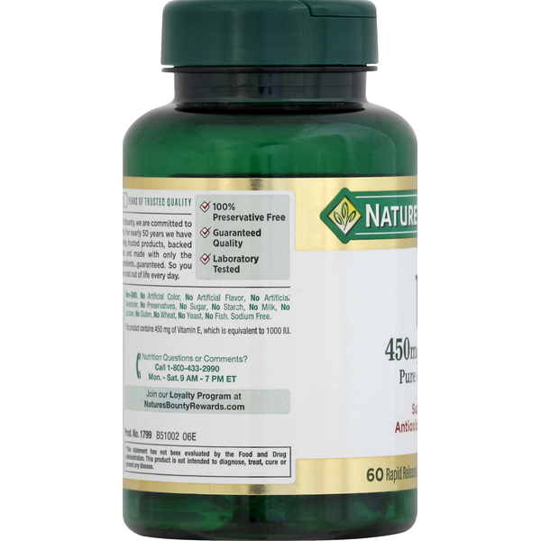 Nature's Bounty Vitamin E, Pure Dl Alpha, Rapid Release Softgels