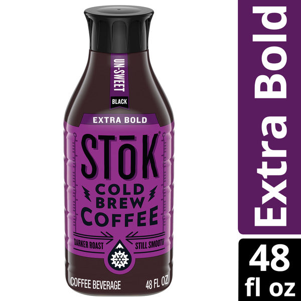 SToK Extra Bold Black Unsweetened Cold Brew Coffee, Ready to Drink Bottled Coffee, 48 fl oz