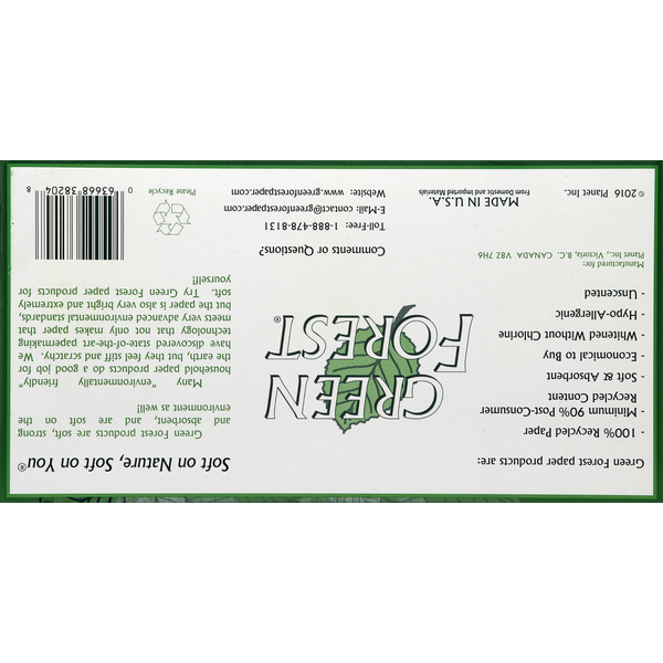 Green Forest Facial Tissue, White, Unscented, 2-Ply
