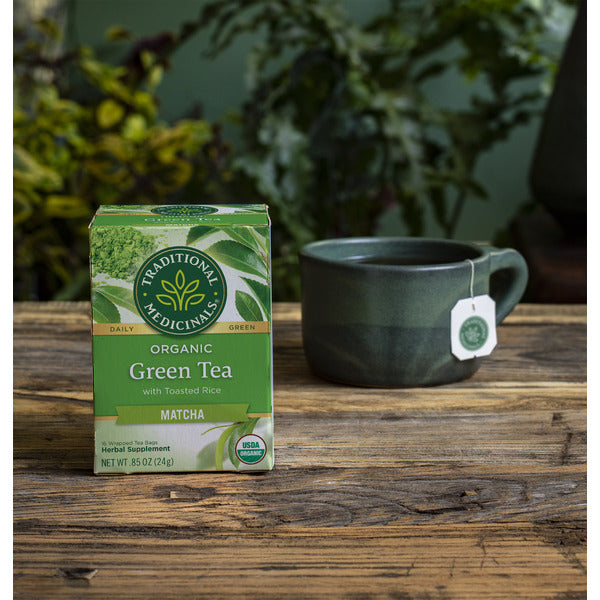 Traditional Medicinals Organic Green Tea Matcha with Toasted Rice, Caffeine Free Herbal Tea