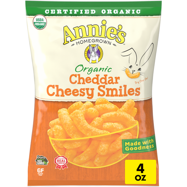 Annie's Organic Cheddar Cheesy Smiles Baked Corn Puffs