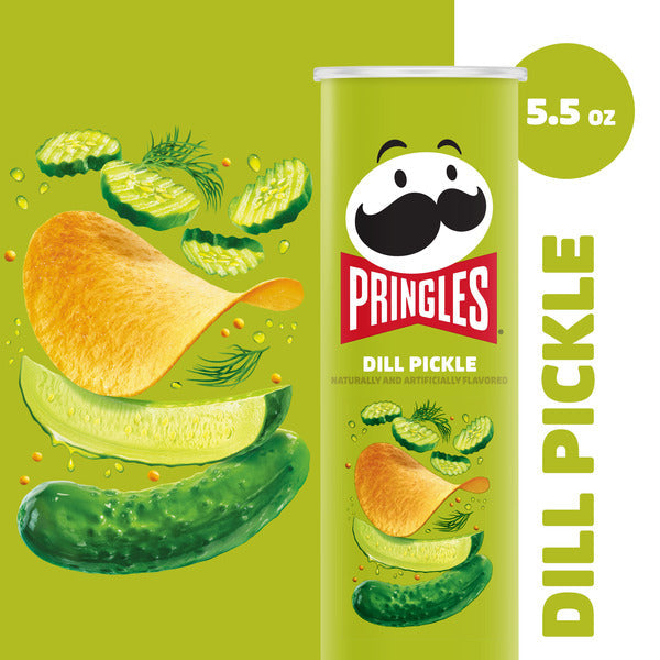 Pringles Dill Pickle Potato Crisps Chips, Lunch Snacks, 5.5 oz