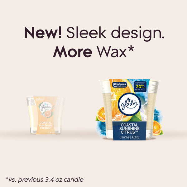 Glade Single Wick Candle, Coastal Sunshine Citrus