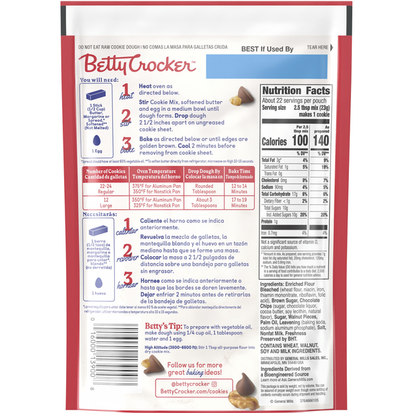 Betty Crocker Walnut Chocolate Chip Cookie Mix