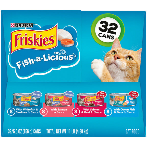 Purina Friskies Wet Cat Food , Fish-A-Licious Shreds, Prime Filets & Tasty Treasures