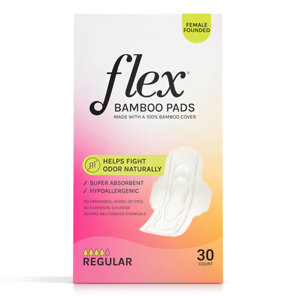 Flex Bamboo Regular Ultra Thin Pads, Super Absorbent, Hypoallergenic
