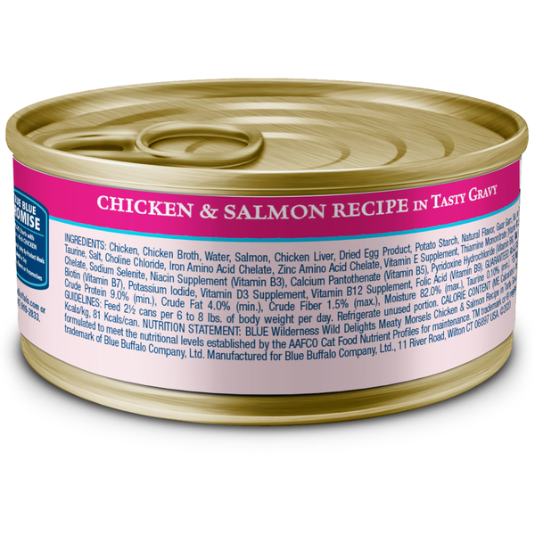 Blue Buffalo Wilderness Delights Meaty Wet Cat Food, Chicken & Salmon in  Gravy