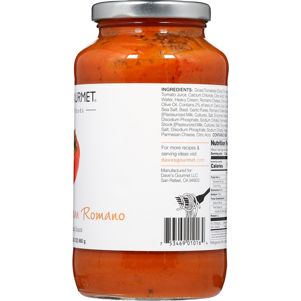 Dave's Gourmet Gluten-Free Creamy Parmesan Romano Pasta Sauce