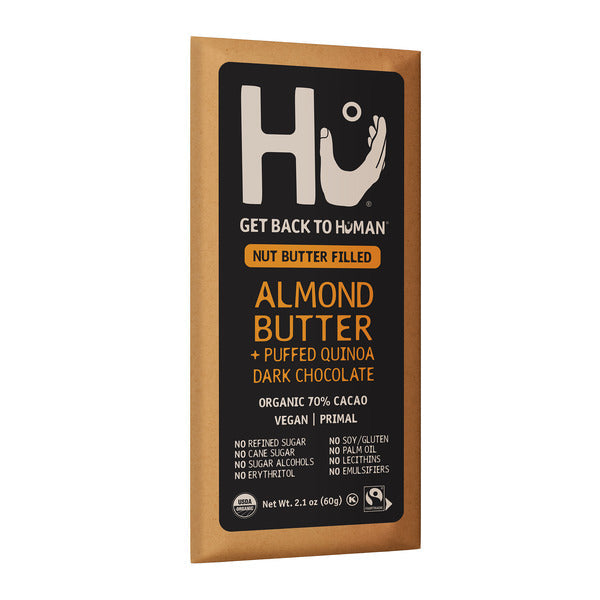 Hu Organic Almond Butter + Puffed Quinoa Dark Chocolate Bar 2.1 oz