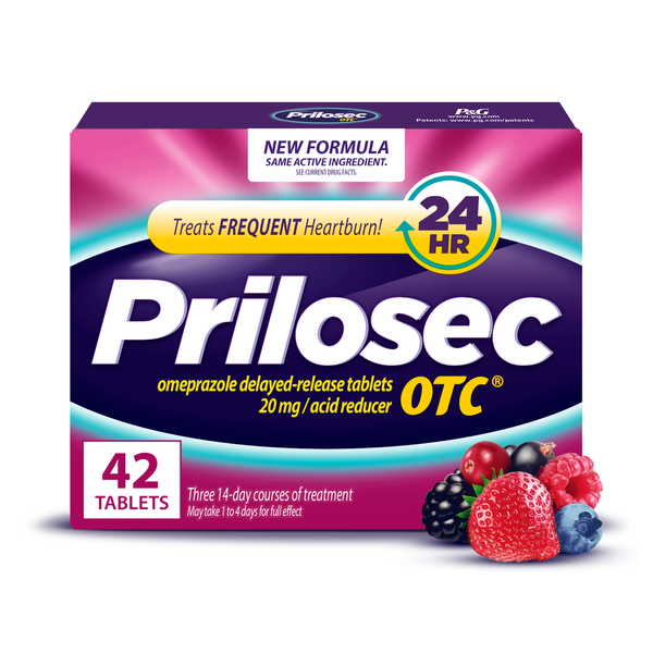 Prilosec OTC OTC Heartburn Relief, Omeprazole, Acid Reducer Tablets, Wildberry Flavor