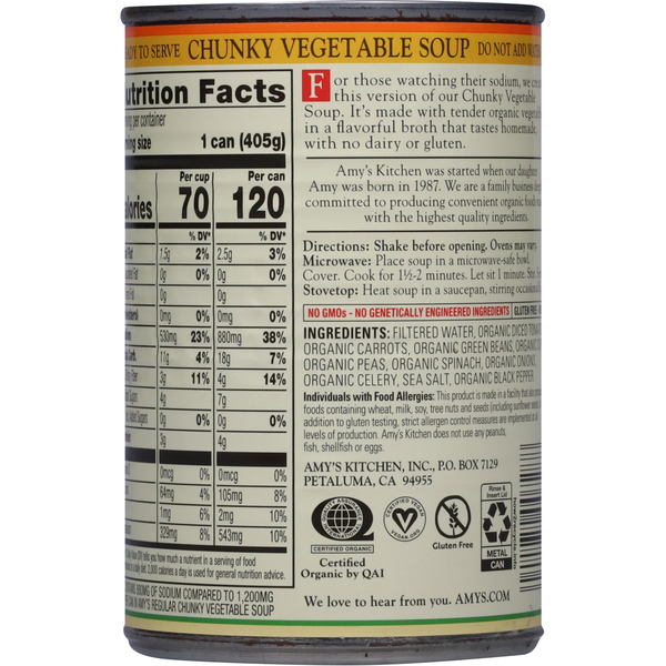 Amy's Kitchen Organic Low Fat Chunky Vegetable Soups