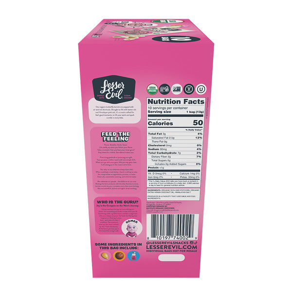 LesserEvil  Organic Popcorn, Snack Pack Box, Himalayan Pink
