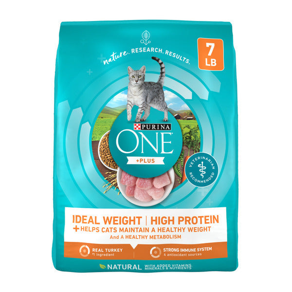 Purina ONE High Protein, Healthy Weight Dry Cat Food, +Plus Ideal Weight With Turkey