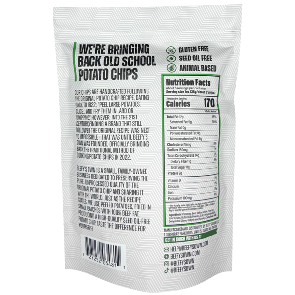 Beefy's Own Beef Tallow Potato Chips (Sour Cream & Onion)