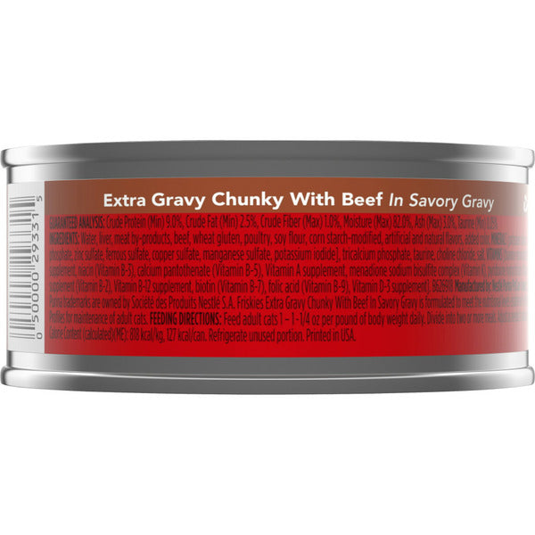 Purina Friskies Gravy Wet Cat Food, Extra Gravy Chunky With Beef in Savory Gravy