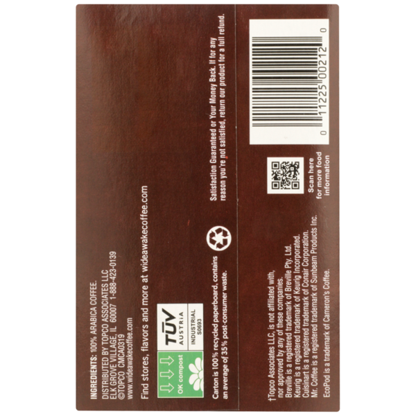 Wide Awake Very Bold Roast Seattle Style Dark 100% Arabica Coffee Single Serve Pods