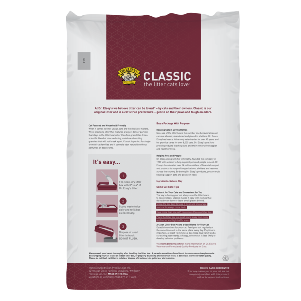 Dr. Elsey's Classic Unscented Clumping Clay Cat Litter 40 lb Bag