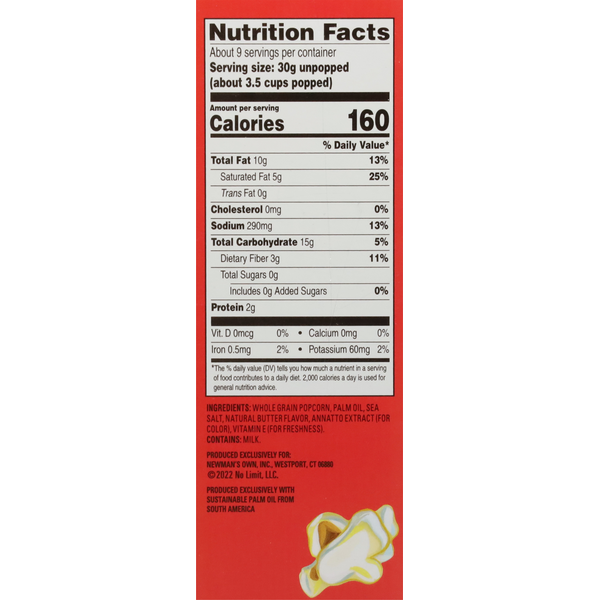 Newman's Own Microwave Popcorn, Movie Theater Butter Flavor
