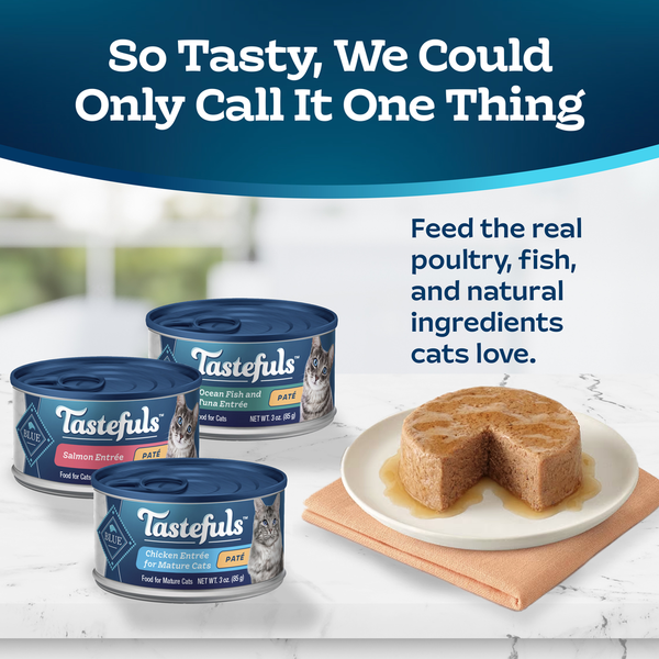 Blue Buffalo Tastefuls Pate Wet Cat Food, Salmon, Chicken, Ocean Fish & Tuna Variety Pack