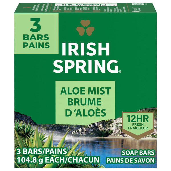 Irish Spring Deodorant Bar Soap For Men, Aloe Mist
