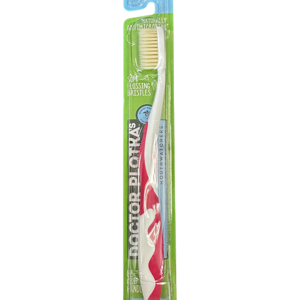 Mouth Watchers Antimicrobial Adult Red Toothbrush with Flossing Bristles