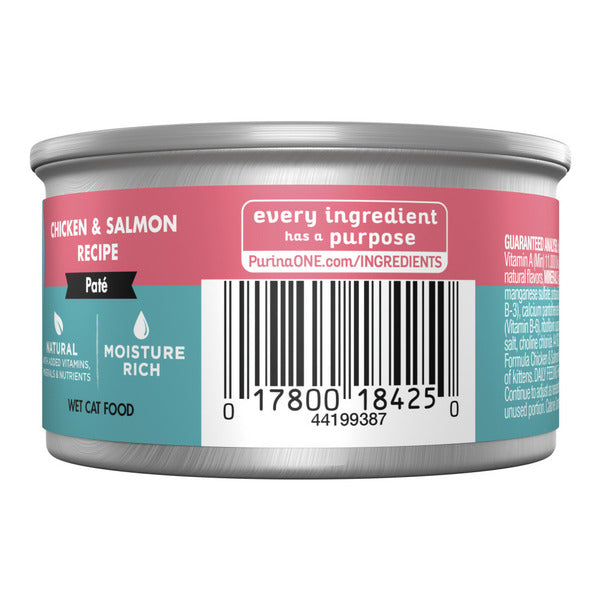 Purina ONE Grain Free, Natural Pate Wet Kitten Food, Healthy Kitten Chicken & Salmon Recipe