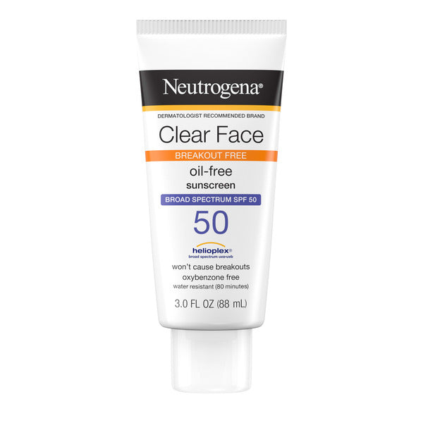 Neutrogena SPF 50 Clear Face Sunscreen for Oily Skin, 3 fl. oz