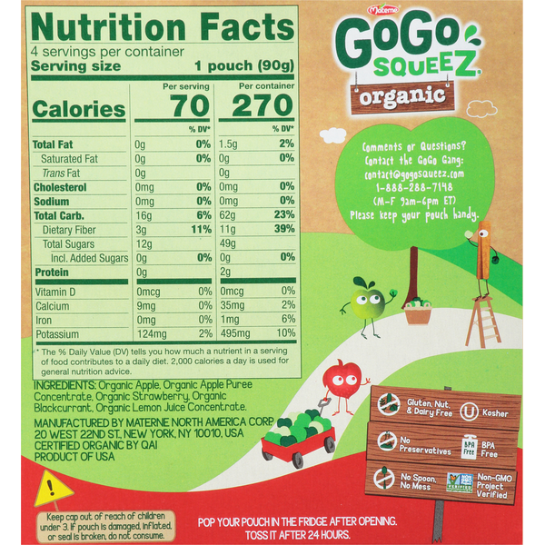 GoGo Squeez Organic Apple Strawberry Applesauce on the Go