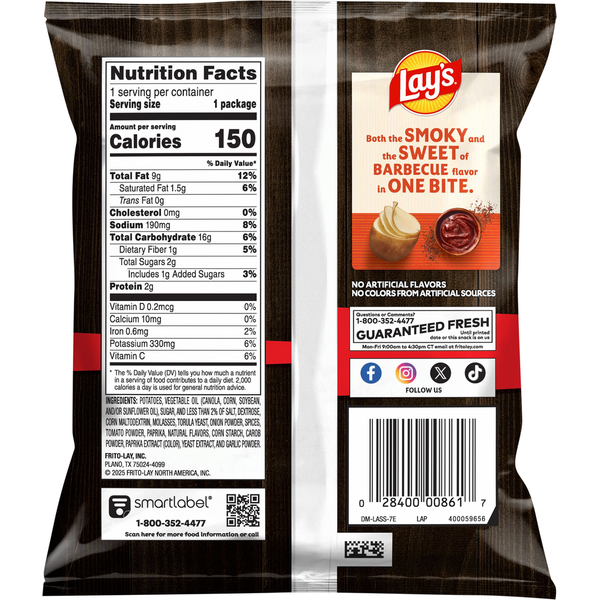 Lay's Barbecue Flavored Potato Chips Treat Size