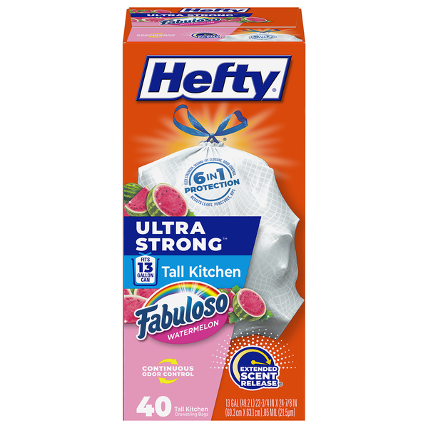 Hefty 13 Gallon Fabuloso Watermelon Tall Kitchen Drawstring Bags