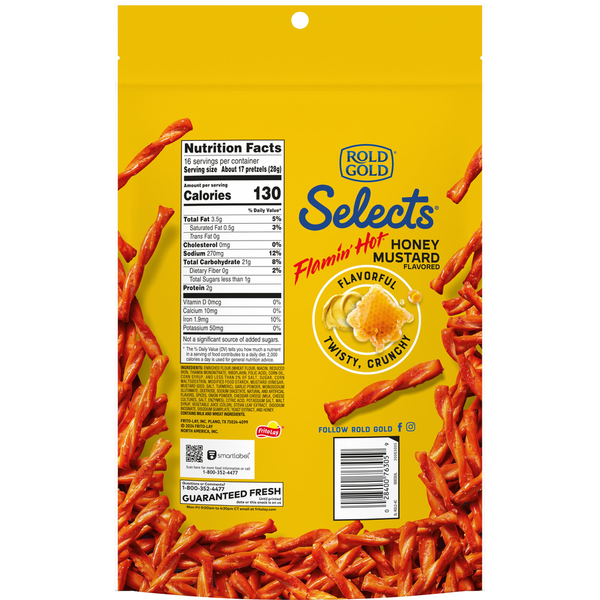 ROLD GOLD Selects Pretzels Twists Oven Baked Flamin' Hot Honey Mustard Flavored