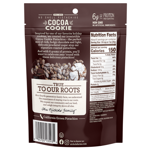 Nichols Farms No Shell Cocoa Cookie Pistachios