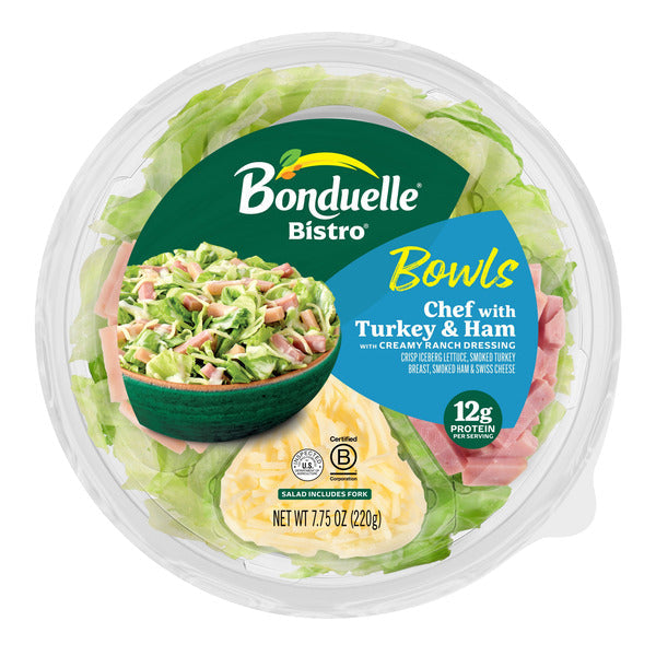 Bonduelle Bistro Chef with Turkey & Ham Salad Bowl with Creamy Ranch Dressing