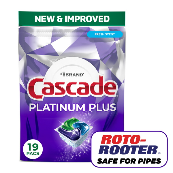 Cascade Platinum Plus Dishwasher Pods, Fresh