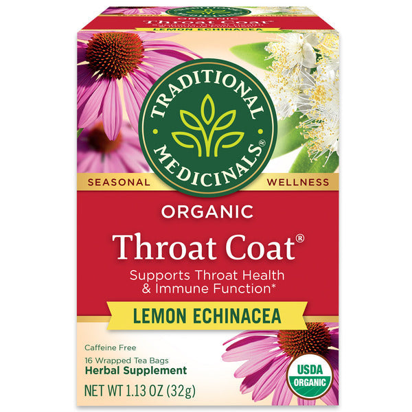 Traditional Medicinals Organic Throat Coat Lemon Echinacea, Caffeine Free Herbal Tea