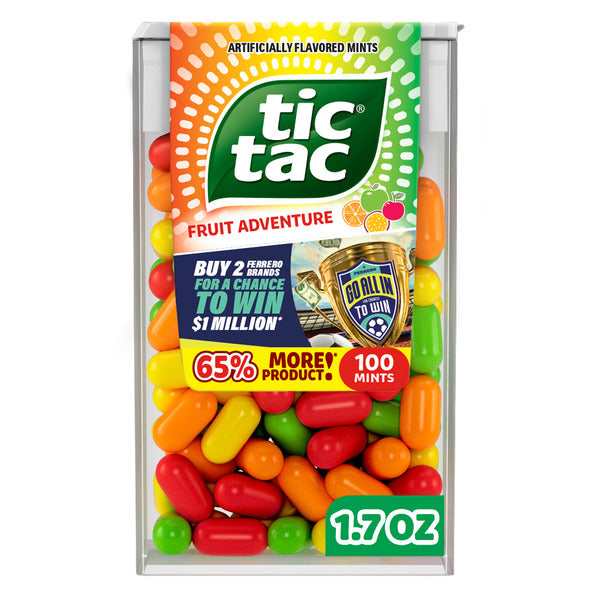 Tic Tac Fruit Adventure, On-the-Go Pocket-Sized Mints, 100 pieces, 1.7 oz Single Pack