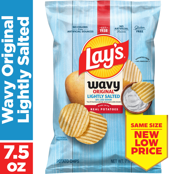 Lay's Wavy Lightly Salted Potato Chips Original 7 1/2 Oz