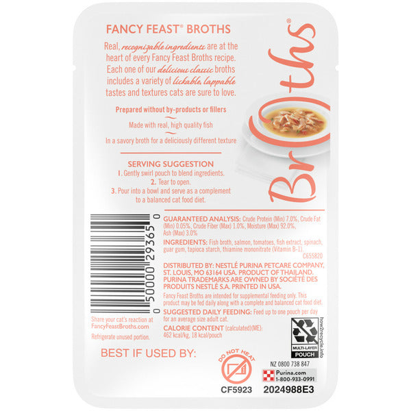 Purina Fancy Feast Broths Wet Cat Food Broth Complement Classic With Wild Salmon and Vegetables