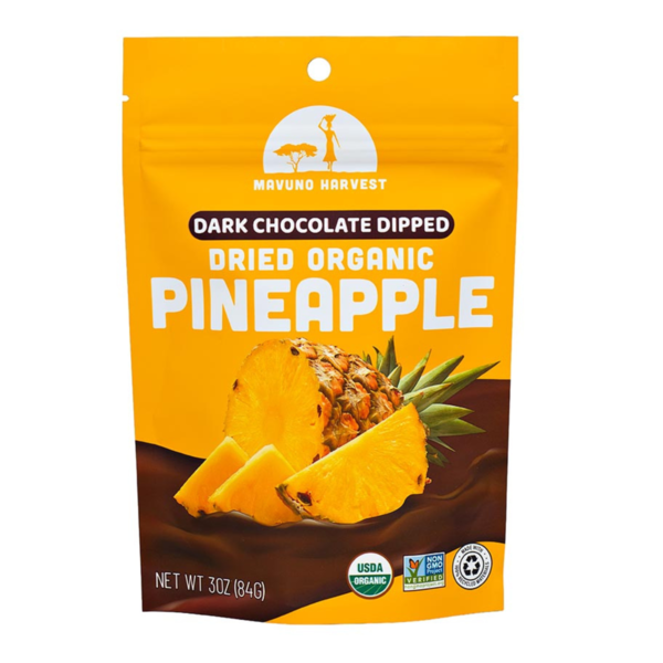 Mavuno Harvest Organic Dried Pineapple Dipped in Dark Chocolate