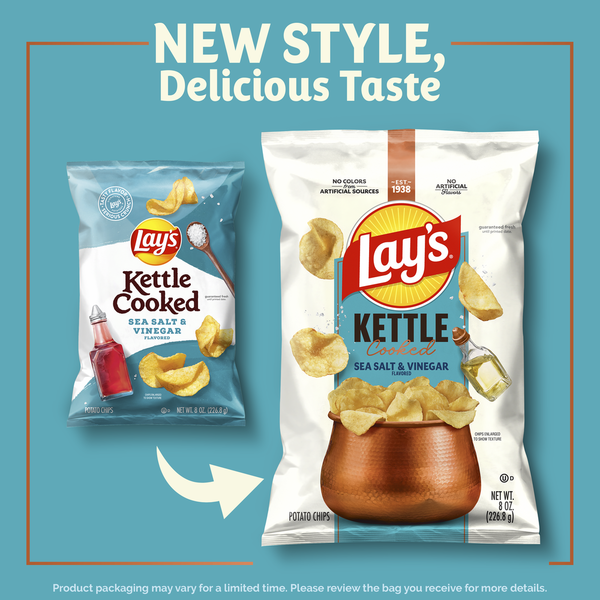 Lay's Kettle Cooked Potato Chips, Sea Salt & Vinegar Flavored