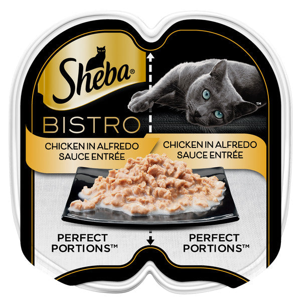 SHEBA PERFECT PORTIONS Perfect Portions Bistro Wet Cat Food, Chicken in Alfredo Sauce (24) 2.6 oz. Twin-Pack Trays