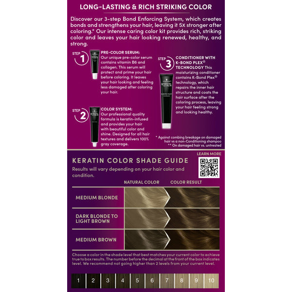 Schwarzkopf Keratin Hair Dye 6.0 Delicate Praline, Permanent Hair Color, 1 Use