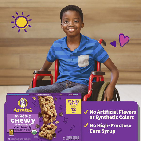 Annie's Organic Chocolate Chip Chewy Granola Bars Lunch Box Snacks